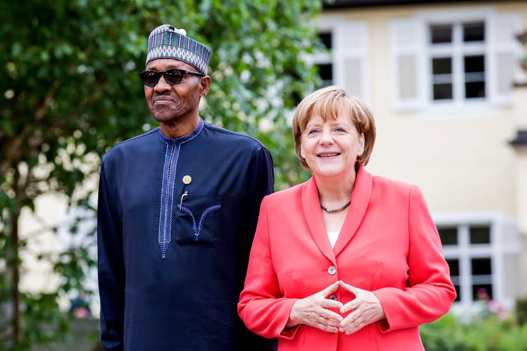 PIC. 2. PRESIDENT MUHAMMADU BUHARI AND THE GERMAN CHANCELLOR ANGELA MERKEL, AT THE WORKING SESSION OF THE G7 OUTREACH PROGRAMME IN SCHLOSS ELMAU, GERMANY ON MONDAY (8/6/15). 2973/87/6/15/ICE/BJO/NAN