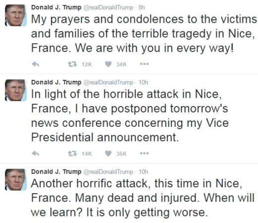 Donald Trump Reacts To Yesterday's Terror Attack In France