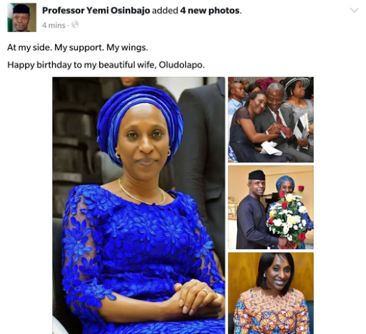 VP, Osinbajo Gushes About His Wife As She Adds Another Year