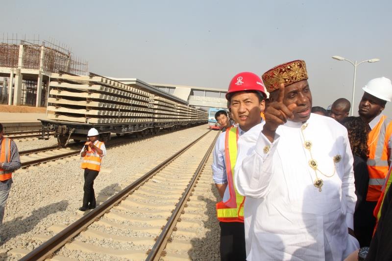 Mr Rotimi Amaechi inspecting railways project